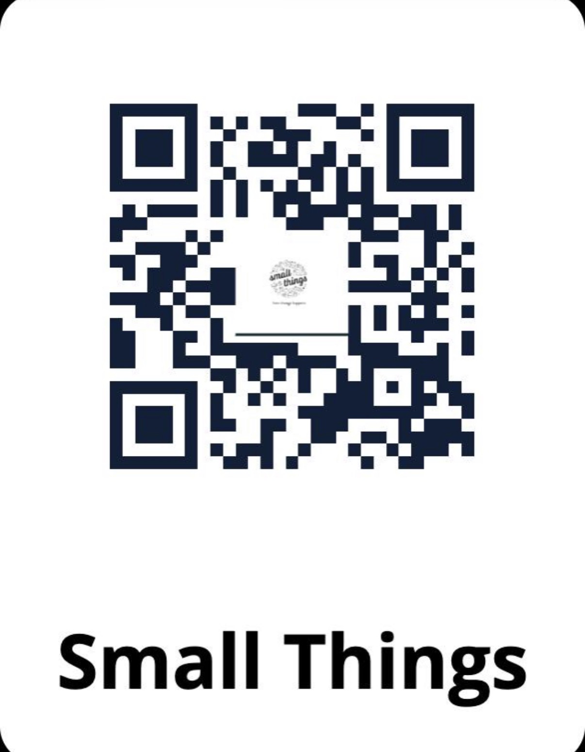 QR code linking to the Small Things, Inc. donation page